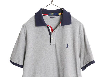 ポロ ラルフローレン 鹿の子 半袖 ポロシャツ メンズ M / CLASSIC FIT ポニー ワンポイント ボックス カットソー 無地 トリコカラー グレー