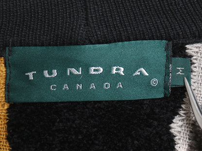 90s カナダ製 TUNDRA 3D 立体編み デザイン ニット カーディガン メンズ M 古着 オールド アクリル コットン ヘビーウェイト マルチカラー 