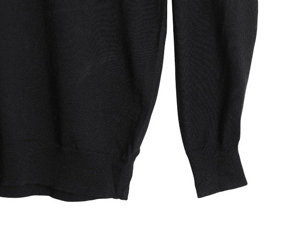 ポロ ラルフローレン Vネック ニット セーター メンズ L / メリノ ウール ハイゲージ ワンポイント シンプル きれいめ ブラック 洗濯可能