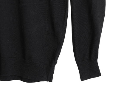 ポロ ラルフローレン Vネック ニット セーター メンズ L / メリノ ウール ハイゲージ ワンポイント シンプル きれいめ ブラック 洗濯可能