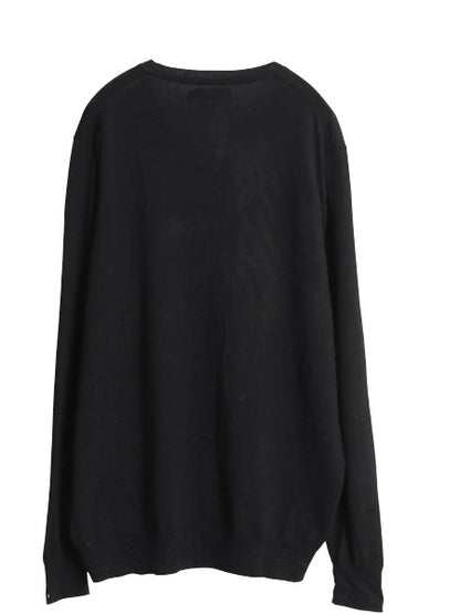 ポロ ラルフローレン Vネック ニット セーター メンズ L / メリノ ウール ハイゲージ ワンポイント シンプル きれいめ ブラック 洗濯可能