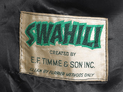 60s USA製 SWAHILI フェイクファー Pコート レディース L 程/ ヴィンテージ ダブルブレスト ハーフ コート ヒョウ レオパード アニマル