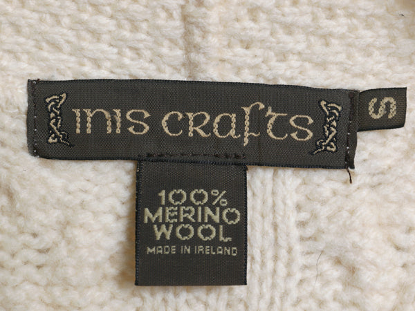 90s アイルランド製 INIS CRAFTS フィッシャーマン ショールカラー ニット カーディガン レディース S / オールド メリノ ウール ケーブル