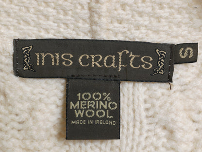 90s アイルランド製 INIS CRAFTS フィッシャーマン ショールカラー ニット カーディガン レディース S / オールド メリノ ウール ケーブル