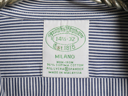 ブルックスブラザーズ ストライプ 長袖 シャツ メンズ S 程 MILANO FIT ストレッチ オックスフォード スーピマ コットン ノーアイロン 細身