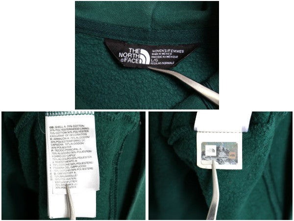 ノースフェイス プリント スウェット フード パーカー レディース L / 古着 アウトドア トレーナー プルオーバー 裏起毛 シンプル グリーン
