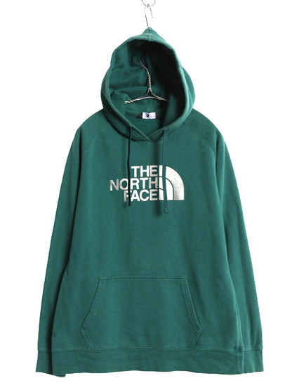 ノースフェイス プリント スウェット フード パーカー レディース L / 古着 アウトドア トレーナー プルオーバー 裏起毛 シンプル グリーン