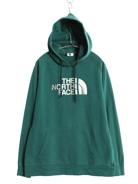 ノースフェイス プリント スウェット フード パーカー レディース L / 古着 アウトドア トレーナー プルオーバー 裏起毛 シンプル グリーン