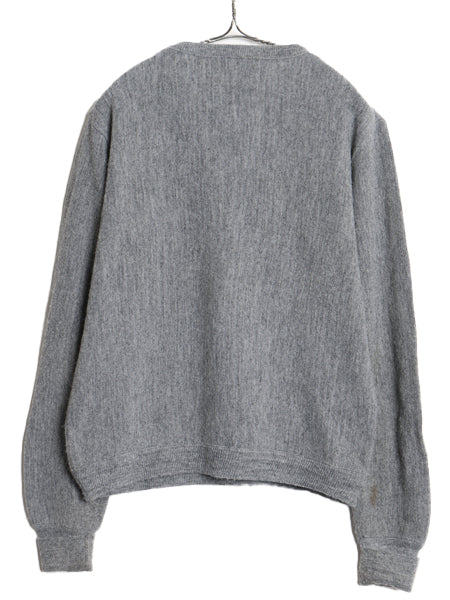 80s JCペニー フォックス Vネック アクリル ニット セーター メンズ レディース S 古着 ヴィンテージ 長袖ニット ワンポイント シンプル 
