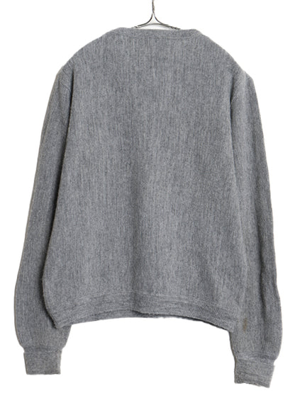 80s JCペニー フォックス Vネック アクリル ニット セーター メンズ レディース S 古着 ヴィンテージ 長袖ニット ワンポイント シンプル 