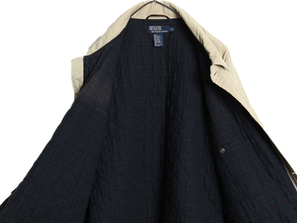 90s ポロ ラルフローレン 中綿 ハーフ コート メンズ XL / オールド ジャケット ブラックウォッチ ライナー付き スムース素材 大きいサイズ