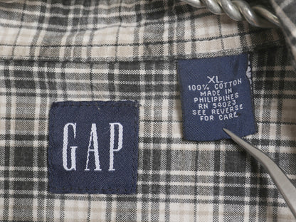 90s オールド ギャップ チェック 長袖 シャツ メンズ XL 長袖シャツ ヘビーウェイト コットン ポケット付き 黒 マルチカラー 大きいサイズ