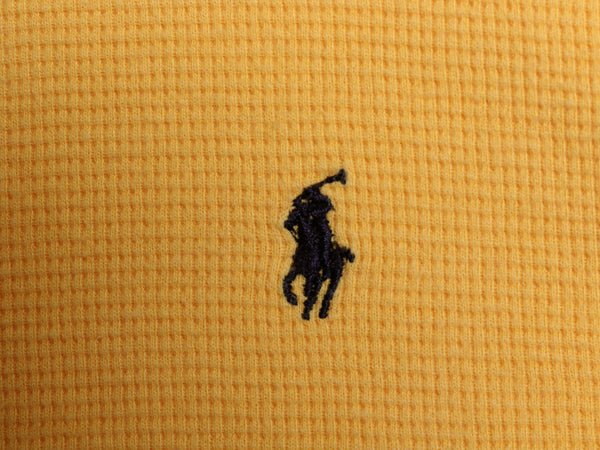ポロ ラルフローレン 長袖 サーマル Tシャツ メンズ M / ロンT ワッフル コットン カットソー ワンポイント ストレッチ インナー イエロー
