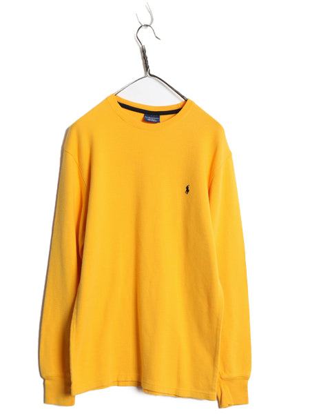 ポロ ラルフローレン 長袖 サーマル Tシャツ メンズ M / ロンT ワッフル コットン カットソー ワンポイント ストレッチ インナー イエロー