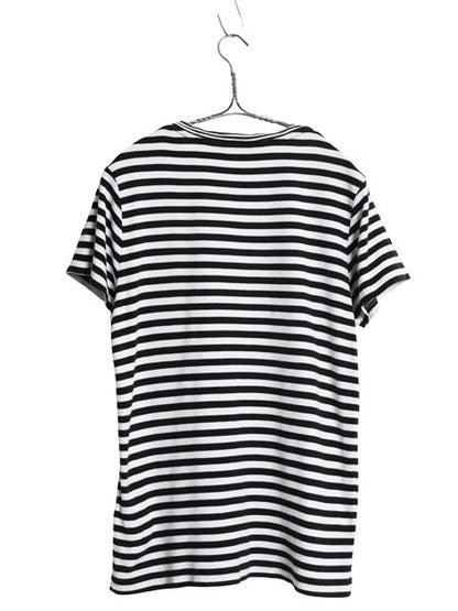 ポロ ラルフローレン Vネック ボーダー 半袖 Tシャツ レディース XL / 古着 ストレッチ スムース カットソー 大きいサイズ ツートン 黒 白