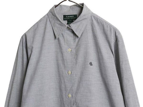 90s ローレン ラルフローレン チェック 長袖 シャツ レディース M 程 オールド ポロ コットン ワイシャツ ワンポイント シンプル ゆったり