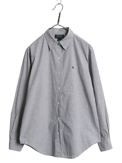 90s ローレン ラルフローレン チェック 長袖 シャツ レディース M 程 オールド ポロ コットン ワイシャツ ワンポイント シンプル ゆったり
