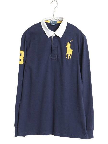 ビッグポニー ポロ ラルフローレン 長袖 ラガー シャツ キッズ XL メンズ S ラグビー 長袖シャツ ストレッチ コットン スムース ポロシャツ
