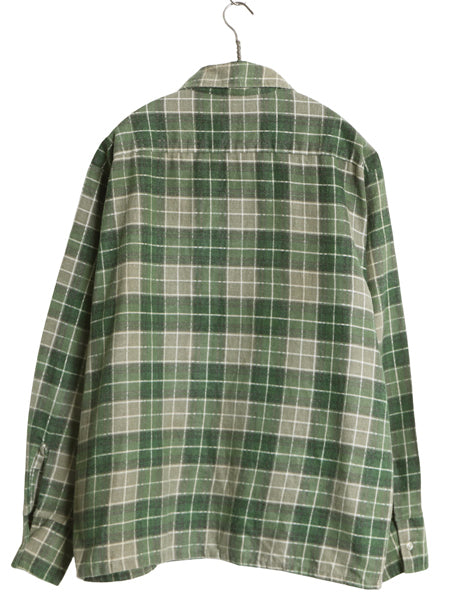 70s Grants チェック プリント 長袖 フランネル シャツ メンズ L ヴィンテージ 100% コットン ネルシャツ プリネル ボックス マルチカラー