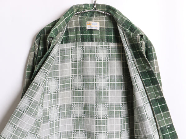 70s Grants チェック プリント 長袖 フランネル シャツ メンズ L ヴィンテージ 100% コットン ネルシャツ プリネル ボックス マルチカラー