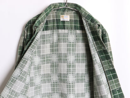 70s Grants チェック プリント 長袖 フランネル シャツ メンズ L ヴィンテージ 100% コットン ネルシャツ プリネル ボックス マルチカラー