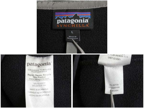 パタゴニア ライトウェイト シンチラ スナップT メンズ L / 16年製 フリース プルオーバー ジャケット アウトドア ブルゾン ジャンパー 黒