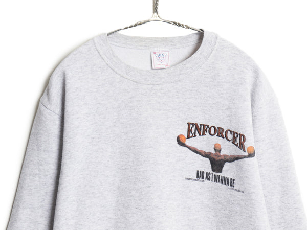 90s ★ デニスロッドマン イラスト プリント スウェット メンズ M 古着 オールド シカゴ ブルズ NBA バスケ スポーツ 裏起毛 トレーナー 灰