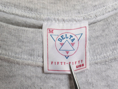 90s ★ デニスロッドマン イラスト プリント スウェット メンズ M 古着 オールド シカゴ ブルズ NBA バスケ スポーツ 裏起毛 トレーナー 灰