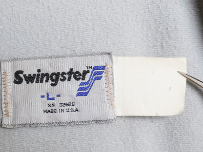 80s USA製 SWINGSTER ナイロン コーチ ジャケット メンズ L ヴィンテージ ブルゾン ジャンパー ライナー付き 企業 ロゴ プリント ネイビー