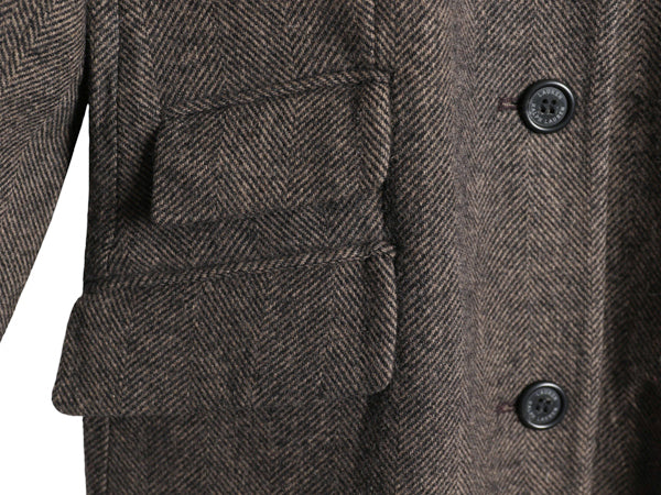 ローレン ラルフローレン チェスター コート レディース M 程 古着 ポロ ウール ツイード ロングコート テーラード ジャケット きれいめ 茶