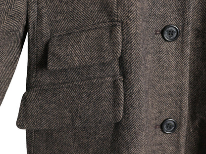 ローレン ラルフローレン チェスター コート レディース M 程 古着 ポロ ウール ツイード ロングコート テーラード ジャケット きれいめ 茶