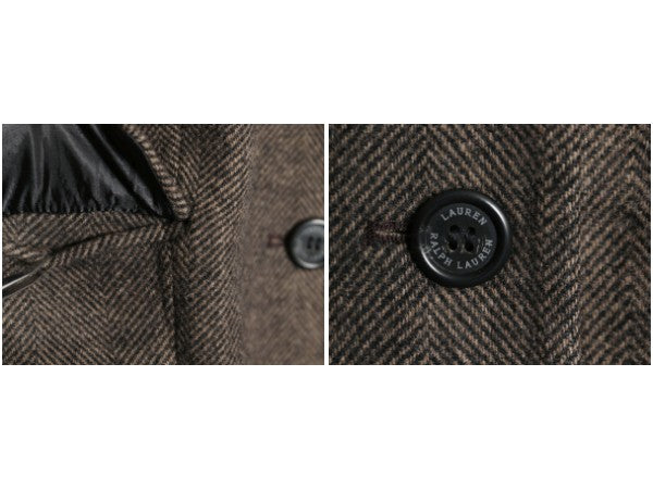 ローレン ラルフローレン チェスター コート レディース M 程 古着 ポロ ウール ツイード ロングコート テーラード ジャケット きれいめ 茶