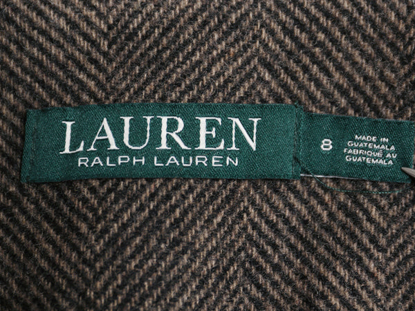 ローレン ラルフローレン チェスター コート レディース M 程 古着 ポロ ウール ツイード ロングコート テーラード ジャケット きれいめ 茶