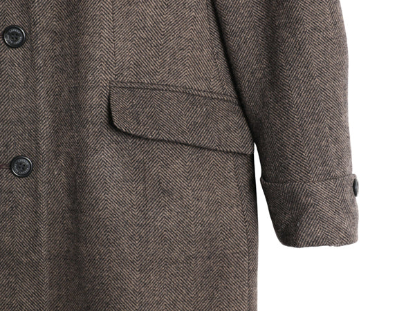 ローレン ラルフローレン チェスター コート レディース M 程 古着 ポロ ウール ツイード ロングコート テーラード ジャケット きれいめ 茶