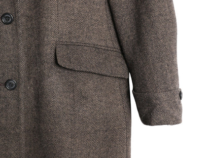 ローレン ラルフローレン チェスター コート レディース M 程 古着 ポロ ウール ツイード ロングコート テーラード ジャケット きれいめ 茶