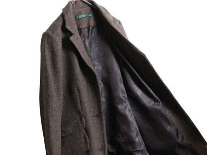 ローレン ラルフローレン チェスター コート レディース M 程 古着 ポロ ウール ツイード ロングコート テーラード ジャケット きれいめ 茶