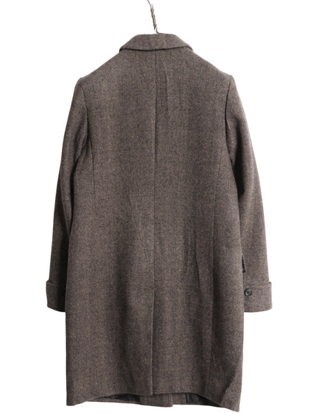ローレン ラルフローレン チェスター コート レディース M 程 古着 ポロ ウール ツイード ロングコート テーラード ジャケット きれいめ 茶