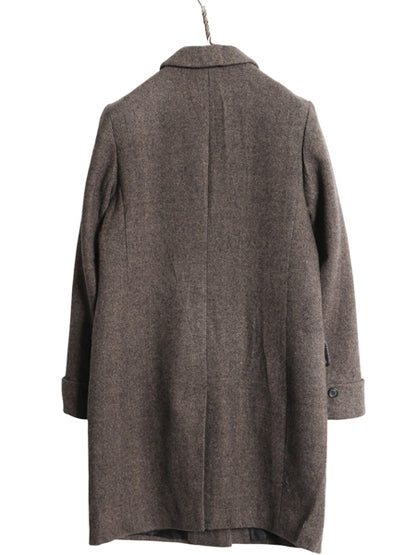 ローレン ラルフローレン チェスター コート レディース M 程 古着 ポロ ウール ツイード ロングコート テーラード ジャケット きれいめ 茶