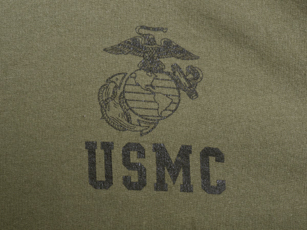 90s 00s USA製 米軍実物 USMC プリント スウェット メンズ XL / マリンコープ 海兵隊 ミリタリー 軍物 トレーナー 裏起毛 ワンポイント 緑
