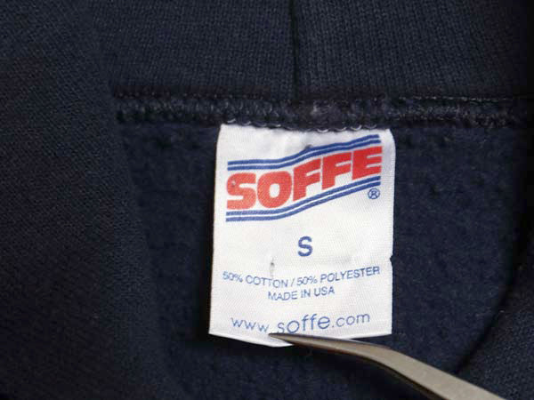 90s USA製 US NAVY 両面 プリント スウェット フード パーカー メンズ S / 古着 オールド ミリタリー トレーナー 裏起毛 軍物 ネイビー USN