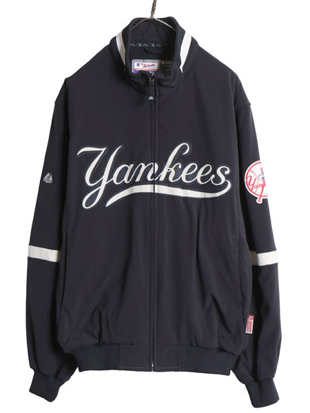 ヤンキース フルジップ ナイロン スタジアム ジャケット メンズ L マジェスティック MLB オフィシャル スタジャン フリース ライナー 野球 