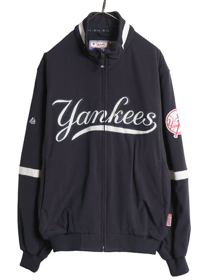 ヤンキース フルジップ ナイロン スタジアム ジャケット メンズ L マジェスティック MLB オフィシャル スタジャン フリース ライナー 野球 