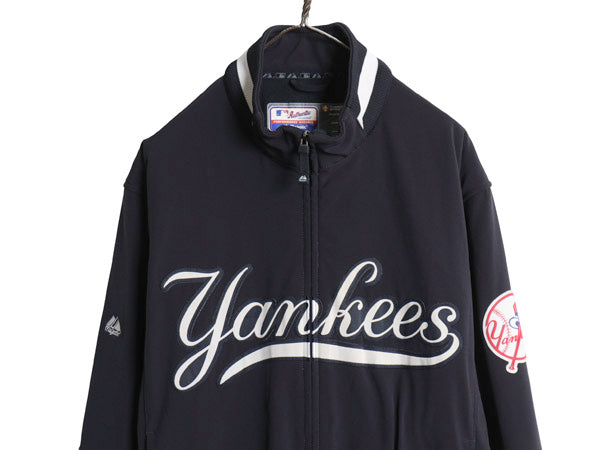 ヤンキース フルジップ ナイロン スタジアム ジャケット メンズ L マジェスティック MLB オフィシャル スタジャン フリース ライナー 野球 