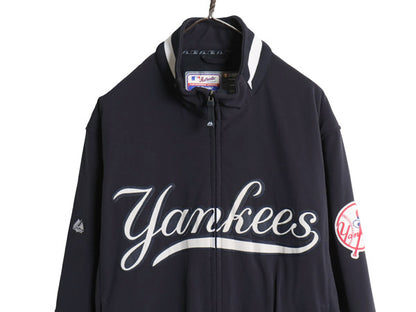 ヤンキース フルジップ ナイロン スタジアム ジャケット メンズ L マジェスティック MLB オフィシャル スタジャン フリース ライナー 野球 