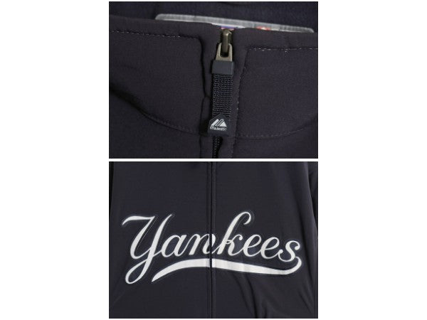 ヤンキース フルジップ ナイロン スタジアム ジャケット メンズ L マジェスティック MLB オフィシャル スタジャン フリース ライナー 野球 