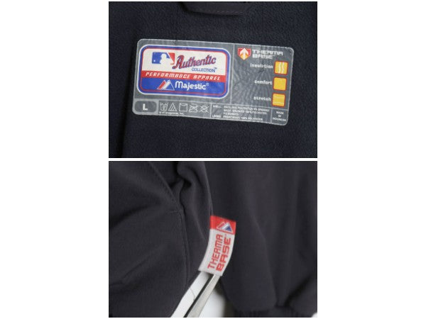 ヤンキース フルジップ ナイロン スタジアム ジャケット メンズ L マジェスティック MLB オフィシャル スタジャン フリース ライナー 野球 
