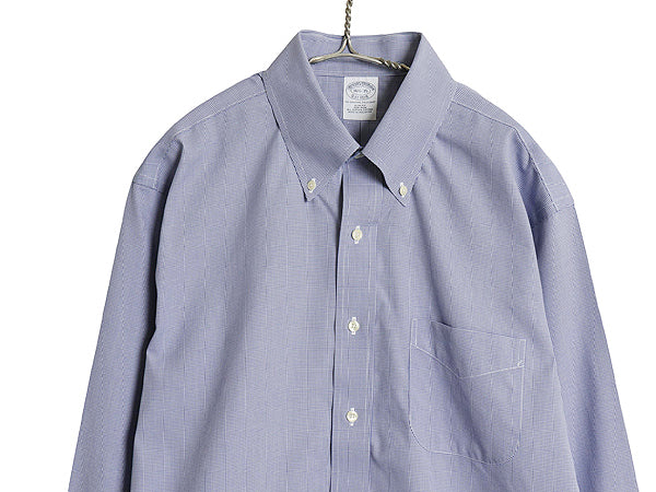 ブルックスブラザーズ チェック 長袖 ボタンダウン シャツ メンズ Ｌ 古着 SLIM FIT スーピマ コットン ワイシャツ ポケット付き ビジネス