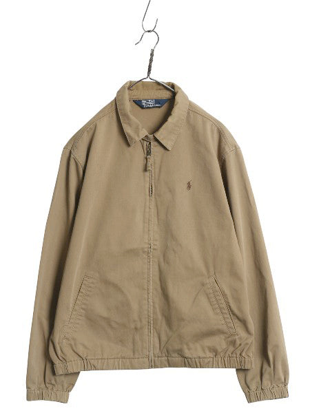 90s ポロ ラルフローレン スイングトップ ジャケット メンズ L オールド コットン ブルゾン フルジップ ジャンパー ワンポイント ベージュ