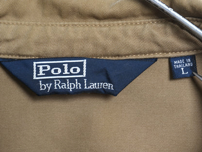 90s ポロ ラルフローレン スイングトップ ジャケット メンズ L オールド コットン ブルゾン フルジップ ジャンパー ワンポイント ベージュ