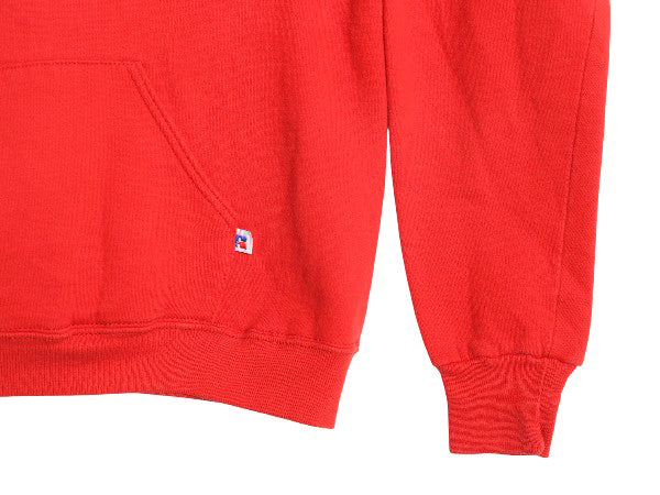 90s USA製 ラッセル 無地 スウェット フード パーカー メンズ レディース XL オールド プルオーバー トレーナー ブランク 大きいサイズ 赤